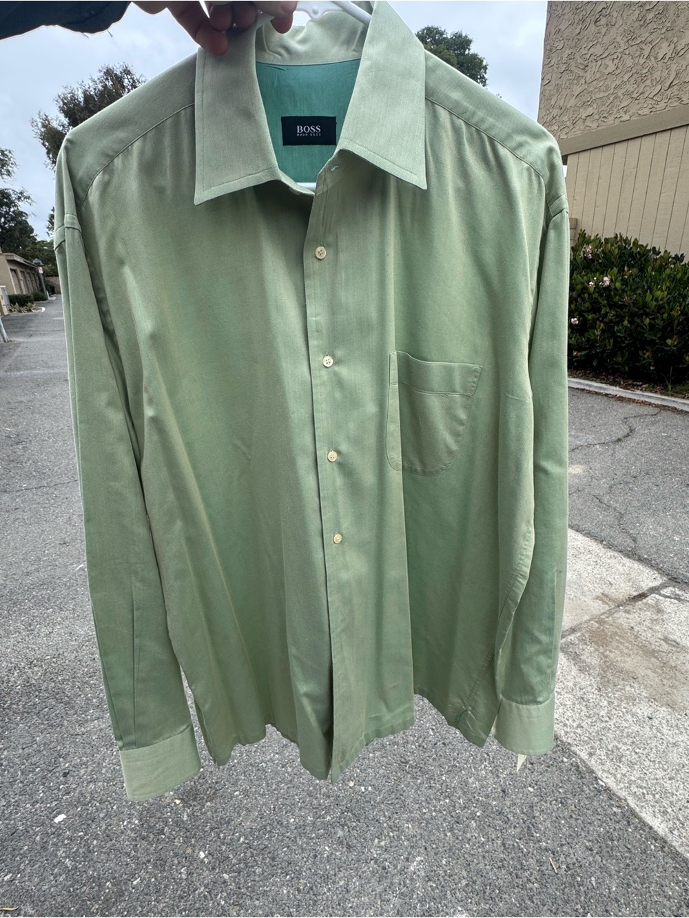 Hugo Boss Light Green Long-Sleeve Dress Shirt